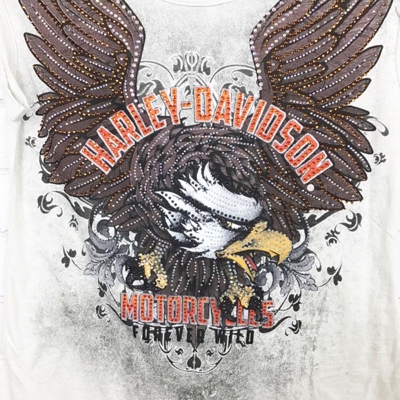 NWT Harley Davidson embellished cap sleeved tank - Picture 2 of 6